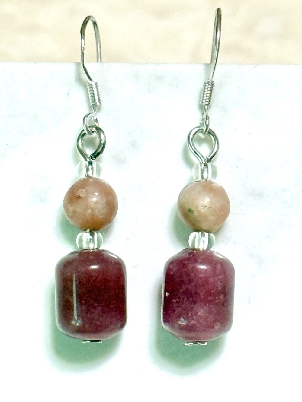 2/$20, Magenta Chalcedony Dangle Earrings, Gemstone & Sterling Silver Hook